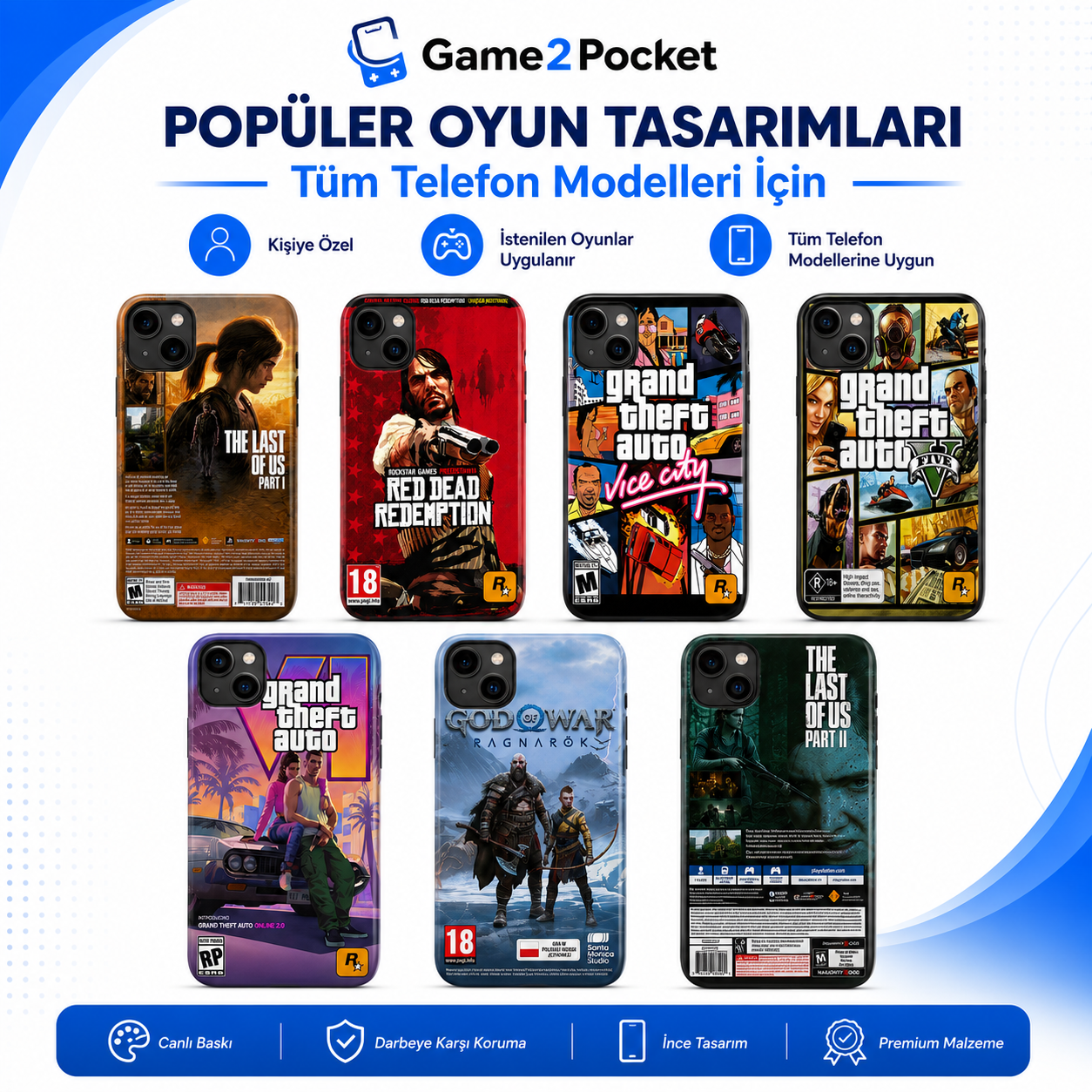 Game2Pocket™ Kişiye Özel Telefon Kılıfı