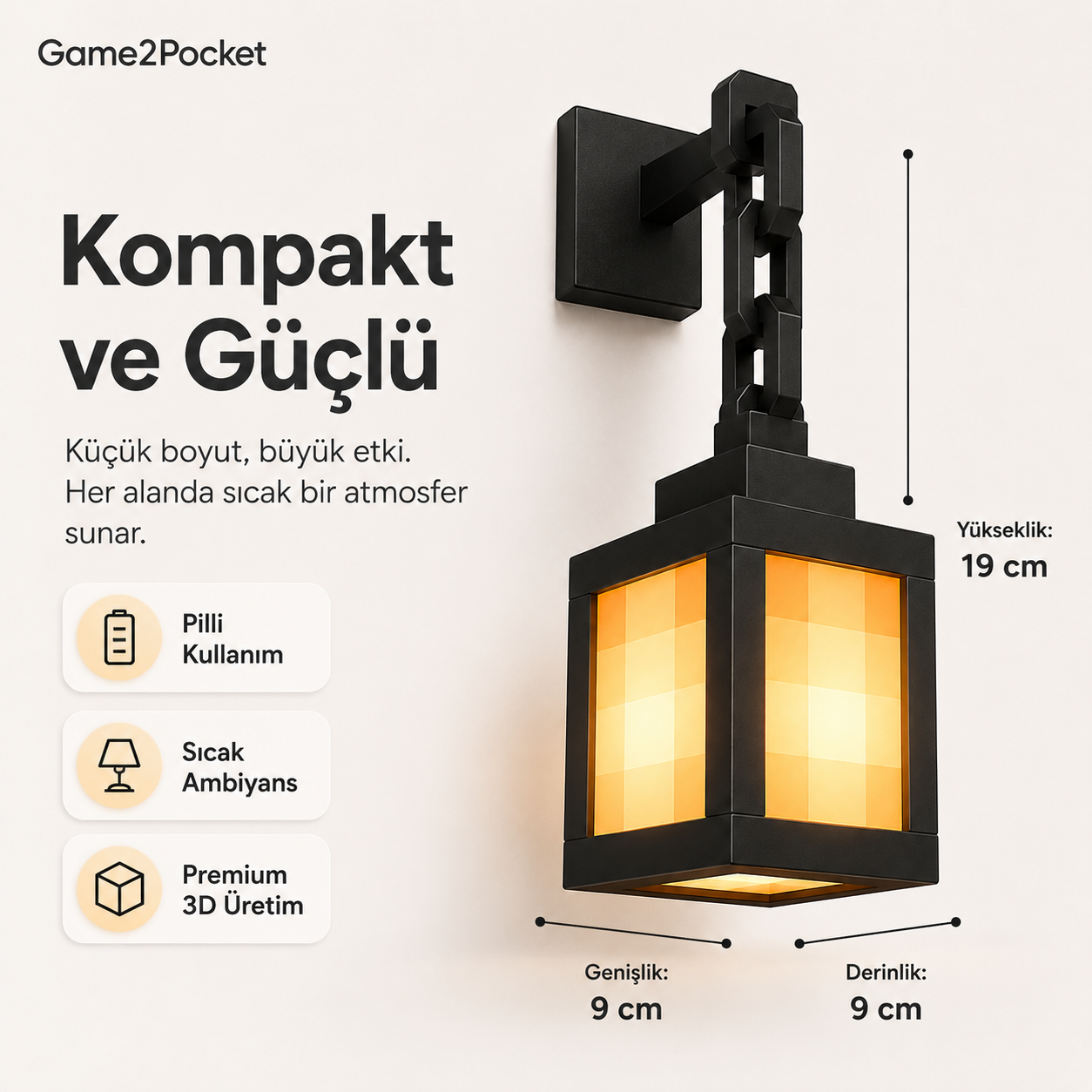 Game2Pocket™ Minecraft Duvar Lambası