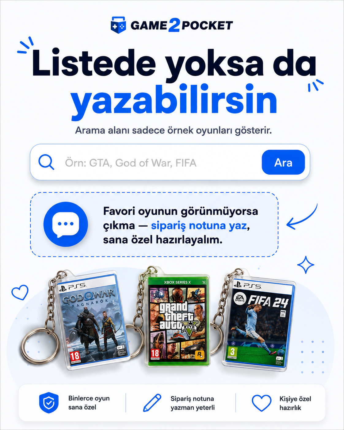 Game2Pocket™ Kişiye Özel Mini Koleksiyon Kutusu Anahtarlık