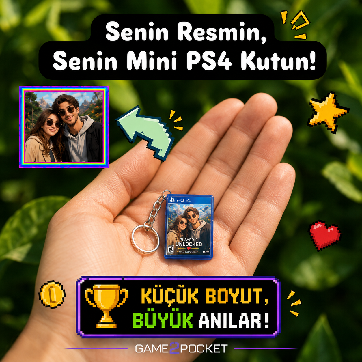 Game2Pocket™ Kişiye Özel Mini Koleksiyon Kutusu Anahtarlık